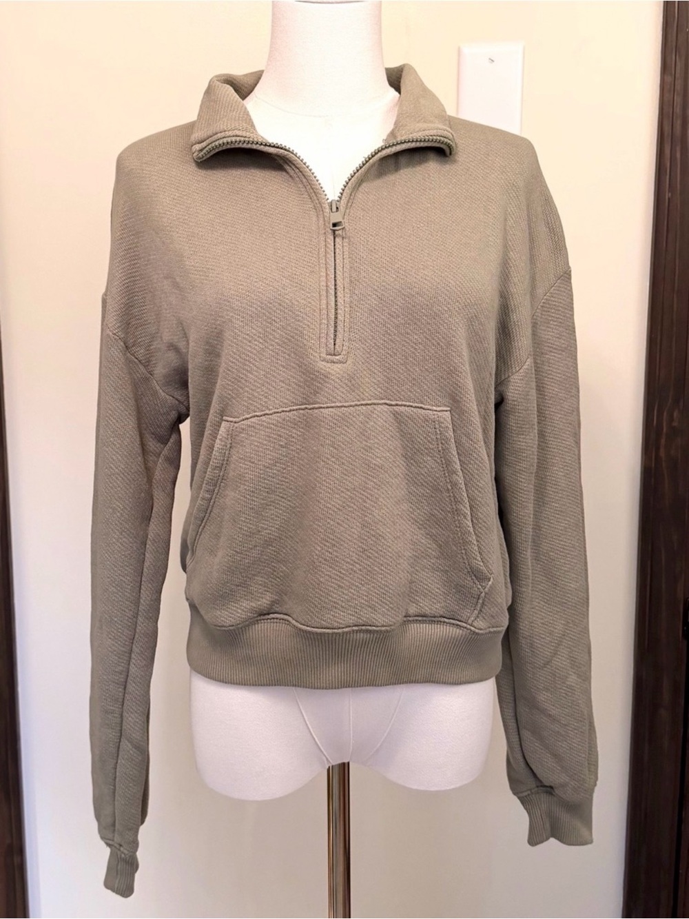 American Eagle Outfitters Women’s Quarter Zip Pullover Sweater - Green